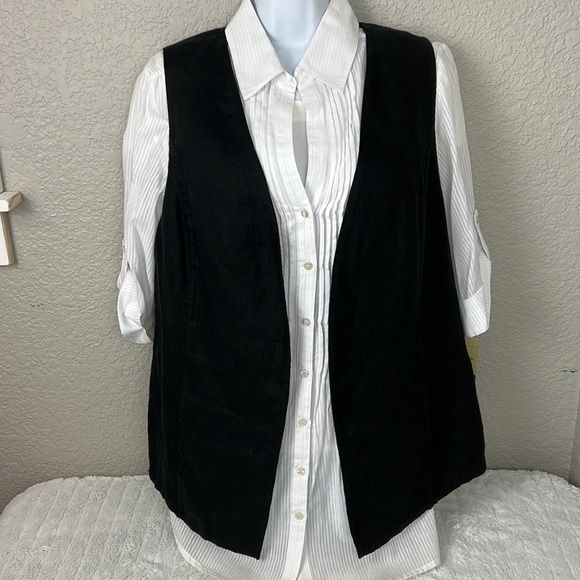 J. Jill Jackets & Blazers - New! J. Jill 100% Linen Open Vest Black Medium